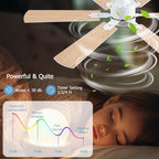 56inch Modern White Ceiling Fans with Lights and Remote/App Control, Dimmable LED, Reversible DC Motor, Noiseless, 6 Double-side Blade Low Profile Ceiling Fan for Livingroom Indoor/Outdoor Use
