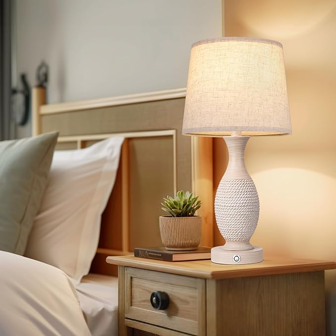 Seealle 22.6" Bedside Lamps Set of 2 with USB C+A - Dimmable Touch Lamps for Night Stands Bedroom Living Room End Table(Bulbs Included)