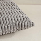 Fancy Homi Gray Lumbar Farmhouse Decorative Throw Pillow Covers 12x20 Inch for Living Room Couch Bed Sofa, Rustic Boho Home Decor, Soft Striped Corduroy Rectangle Cushion Case 30x50 cm