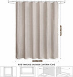 WELTRXE Boho Shower Curtain with Tassel Modern Farmhouse Shower Curtain Set, Rustic Bathroom Decor, Heavy Duty Fabric Water Repellent with Hook, Taupe, 72x72 Inches