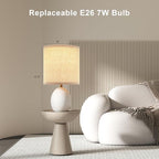 17.3" Table Lamp Set of 2 for Living Room Bedroom, Bedside Lamps for Night Stands, Desk Nightstand Lamp Dimmable, Modern Linen White Ceramic Lamps (White)