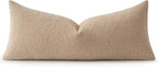 MIULEE Textured Boucle Throw Pillow Cover Khaki Accent Solid Lumbar Pillow Case Decorative Soft Pack of 1 Couch Cushion Chair Sofa Bedroom Livingroom Home Decor,36x14 Inch