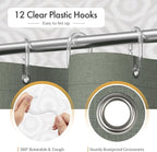 AmazerBath Boho Shower Curtains for Bathroom, Farmhouse Shower Curtain with Tassels, Sage Green Shower Curtain Set, Faux Linen Fabric Shower Curtain with 12 Hooks, Hotel Quality, 72x72 Inches