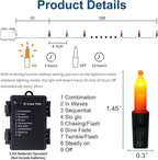 WATERGLIDE 50 LED Outdoor Halloween Lights, 16 FT Mini String Light with 8 Modes, Waterproof Battery Operated Tree Lights for Indoor Outdoor Patio Garden Party Wedding Decoration, Orange & Purple