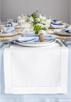 Solino Home Linen White Table Runner 156 Inches Long - 100% Pure Linen Extra Long Table Runner 14 x 156 Inch for Fall, Autumn, Halloween, Thanksgiving, Christmas, Holiday - Classic Hemstitch