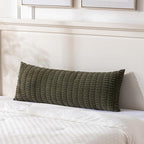 Fancy Homi Olive Green Long Body Lumbar Decorative Throw Pillow Covers 20x54 Inch for Bed Couch Bedroom, Soft Corduroy Rectangle Solid Pillow Case 50x137 cm, Rustic Farmhouse Boho Room Decor