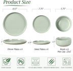 LIANYU Plates and Bowls Sets, 18 Piece Modern Speckled Dinnerware Set, China Dinnerware Dishes, Service for 6, Scratch Resistant & Dishwasher Safe, Fog Green