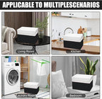 Large 22 Quart Linen Fabric Foldable Storage Bin Cube Organizer Basket with Flip-Top Lid & Handles, Clothes Blanket Box for Home, Office, Closet, Black & White, 4 Pack 14.6 x 9.5 x 9.5
