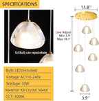 Mini Crystal Chandeliers for Kitchen Island 6-Lights LED Pendant Light for Dining Room Bedroom Foyer Entryway Warm Light 3000K Bulb Included