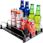 Drink Dispenser for Refrigerator, Self-Pushing Soda Can Organizer for Fridge, 3 Rows has been Assembled, Automatic Can Organizer with Spring Loaded for Refrigerator Holds 12 cans, Black