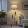 3 Tier Shelf Floor Lamps for Living Room, Modern Standing Lamp with 3 Color Temperature Led Bulb, Tall Lamps for Bedroom and Office, Vintage Yellow