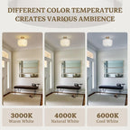 Gold Light Fixtures Ceiling Mount,12.6'' Semi Flush Mount Ceiling Light Fixtures,Nursery Light Fixture with 2-Layer White Shade,Modern Drum Ceiling Lights for Bedroom,Living Room,Hallway