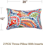 JMGBird Outdoor Pillows Waterproof Set of 2 Outdoor Lumbar Pillows with Insert Included 12×20 Inch Outdoor Pillow for Patio Furniture