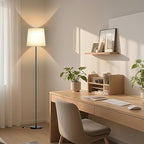 Floor Lamp with White Fabric Shade - Color Chaning Standing Lamp with Foot Switch, 3 Color Temps, 9W E26 LED Bulb Included, 62" Floor Reading Light for Living Room Bedroom Office Corner