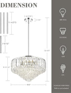 20'' Modern Chandelier,7-Tier Crystal Chandeliers, Pendant Lights Kitchen Island for Dining Room Living Room Bedroom Entryway, CC4215-7W-PC
