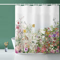 Shower Curtain, Fabric Colored Flowers Waterproof Shower Curtain - 72" W x 72" L with 12 Hooks