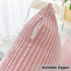 Home Brilliant Pillow Covers 16x16 Couch Pillow Covers Decor Striped Velvet Couch Cushion Covers 2 Pieces Throw Pillow Covers for Bed, 40x40cm, 16 x 16 Inch, Baby Pink