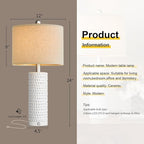PORTRES 24" Modern Ceramic 3-Way Dimmable Touch Table Lamp Set of 2 for Bedroom White Farmhouse Bedside Lamps with USB A+C Charging Ports for Living Room Nightstand Lamp End Table Lamps