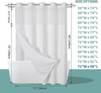 White Extra Long No Hook Waffle Weave Shower Curtain with snap-in Liner Replacement, 230GSM Waterproof Fabric Hotel Shower Curtain Set for Bathroom, Through Mesh Top Window,71Wx98H