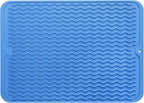 Silicone Dish Drying Mat for Multiple Usage,Easy clean,Eco-friendly,Heat-resistant Silicone Mat for Kitchen Counter or Sink,Refrigerator or drawer liner Lichen BlueL L 16 inches x 12 inches