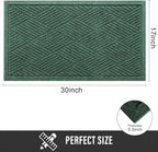 Sturdy Front Door Mat, Absorbent Muddy Dirt Resist Welcome Door Mats Outdoor Indoor, Stain and Fade Resistant, Non-Slip Rubber Backing Low Profile Doormat for Entryway, 30×17, Green