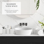 6-Piece White Bathroom Set - Modern Resin Bathroom Accessories Set with Soap Dispenser, Toothbrush Holder, Vanity Tray, Tumbler & Apothecary Jars for Small Spaces