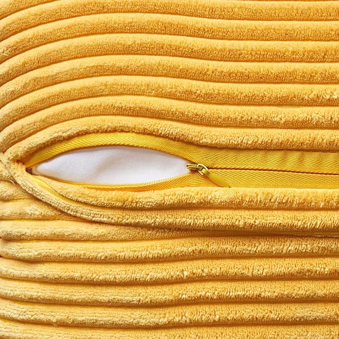 MIULEE Golden Yellow Corduroy Lumbar Pillow Covers 12x20 Inch 12x20 Inch with Splicing Set of 2 Soft Boho Pillow Covers Broadside Decorative Textured Summer Pillowcases for Couch Bed Livingroom