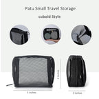 patu Portable Mini Zipper Mesh Bags, Size S, 5" x 4" x 2", 3 Pieces, Beauty Makeup Lipstick Cosmetic Accessories Organizer, Small Travel Kit Storage Pouch, Black