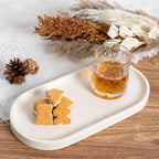Koville Creamy White Marble Tray for Bathroom, 12"x6" Natural Luxury Marble Vanity Tray for Home Decor Countertop, Stone Oval Trays for Perfume & Jewelry Organizer, Stone Storage Trays