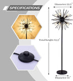 Wellmet Black Floor Lamp for Living Room, Mid Century Modern Floor Lamps for Bedroom, 65.3 Inch Tall Unique Metal Floor Lamp for Corner Decorative, Globe Shade