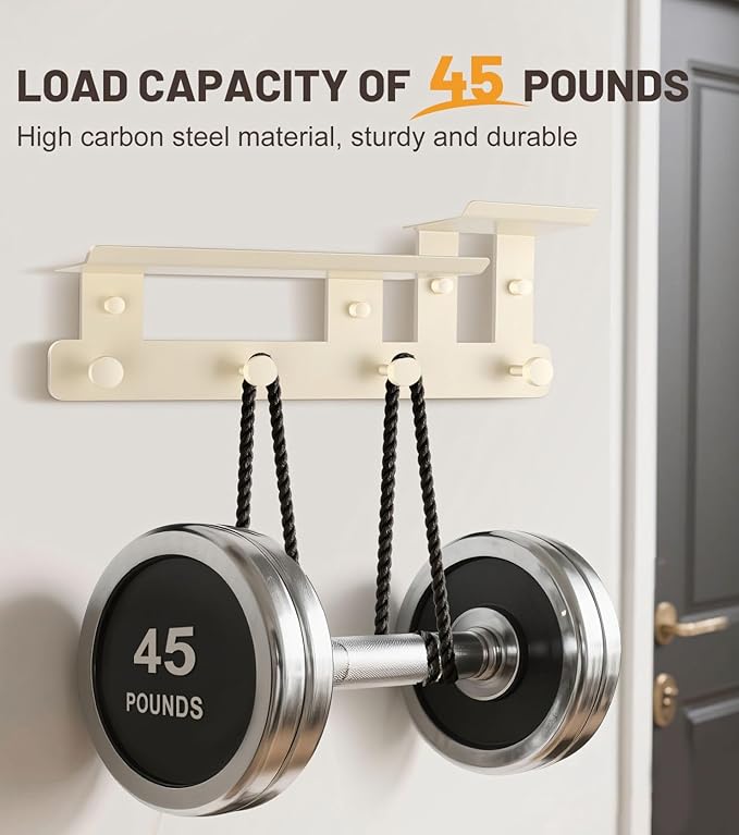 2025 new coat rack wall mount with shelf, shelf with hooks comstructed from premium carbon steel, wall with hooks for entryways, bedrooms, living rooms, bathrooms. (cream white, Small size)