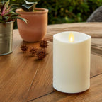 Luminara Realistic Artificial Moving Flame Outdoor Pillar Candle - Moving Flame LED Battery Operated Lights for Outside Christmas, Thanksgiving - Remote Ready - Remote Sold Separately - 3.25" x 5"