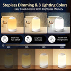 Bedside Touch Night Light, Baby Nursery Nightlight for Kids Adults, Egg Light with Timer, Dimmable Small Cordless Table Lamp for Nightstand/Bedroom/Children's Room, USB Rechargeable, White/Warm/Amber