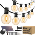 200FT（100FT*2） G40 Solar String Lights, Globe Outdoor String Lights with 72 E12 Waterproof LED Bulbs, 2700K Shatterproof Patio Lights, Solar Powered Hanging Lights