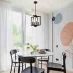 4-Light Black Farmhosue Chandelier For Entryway, Dining Room Chandelier Over Table, Modern Pendant Light Kitchen Island, Industrial Candle Lantern Light Fixture Kitchen, Bedroom, Stairway, Foyer
