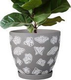 Pots for Plants 10 Inch - Ceramic Planter Indoor Plant Pots for Plants Large Flower Pot with Drainage Hole and Saucer for Outdoor Plants Home Garden Gray
