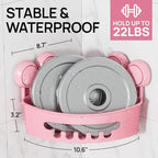 LEVERLOC Corner Shower Caddy Suction Cup, Shower Caddy Basket Powerful Suction Bathroom, Waterproof & Rustproof Organizer for Bathroom Storage, No-Drilling Removable (Pink)