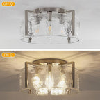 18.5'' Modern Brushed Nickel Semi Flush Mount Ceiling Light, Hallway Light Fixtures, 4-Light Glass Ceiling Lights for Entryway Kitchen Dining Room Foyer Bedroom Living Room Lighting Fixtures,UL-Listed