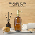MaisoNovo Soap Dispenser 1-Piece Set | 16.9oz Amber Bottles with Gold Stainless Steel Pump