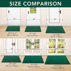 hicorfe Front Door Mat Outside Entrance,24"x35" Absorbent Muddy Dirt Resist Welcome Door Mats Outdoor Indoor,Stain and Fade Resistant,Non Slip Backing Entry Mat Doormat for Entryway (Evergreen)