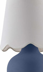 BoutiqueRugs Navarro Boho Ceramic Bedside Table Lamp for Bedroom Nightstand and Living Room - Shade Cotton - White, Blue - 13" H
