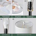 24.5" Black Lamps Set of 2, Modern Table Lamps for Living Room with USB C+A Ports, Creative Stripe Touch Lamps for Nightstand, 2 Bulbs Included