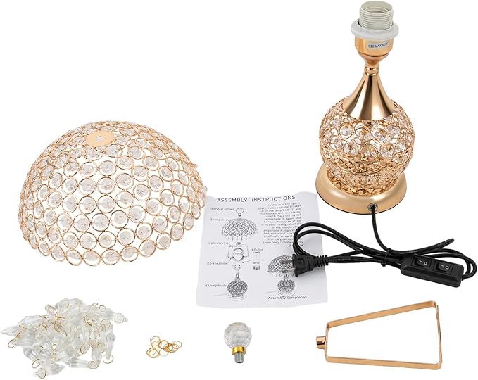 Eapmic Table Lamp,Bedside End Table Lamp ModernNightstand Desk Lamp Geometric Lamp with Shade for Living Bedroom Office(Modern,Style 5,Golden)