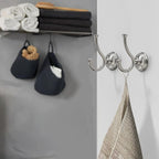 TUNNY Towel Hook Bathroom-2 Pack Brushed Nickel Double Robe/Towel Hook Wall Mounted Hook for Bathroom Bedroom Kitchen