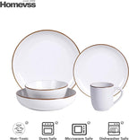 Eur-Nordic Shape Raising Rim 20pc Dinnerware Set, Matte White with Speckle Effect