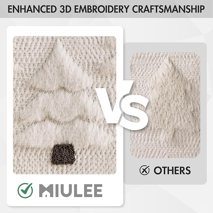 MIULEE Christmas Tree Decorative Pillow Covers Faux Fur Wool Throw Pillows Soft Plush Cushion Covers Set of 2 Xmas Home Decor Winter Holiday for Sofa Couch Livingroom Bed 18x18 Inch Cream
