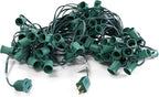 LUCKY TL 100 FT C9/E17 Christmas Light Sockets Set Spool, Green SPT-1 Wire, 12 Inch Spacing, C9 Outdoor String Lights, UL Listed