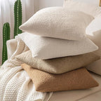 MIULEE 22x22 Inch Decorative Euro Sham Throw Pillows for Bed Set of 2 Textured Boucle Neutral Winter Throw Pillow Covers Oatmeal Accent Solid Euro Couch Pillowcases Sofa Livingroom Home Decor