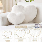 Ivory Heart Pillows, Cute Heart Decorative Pillow, Heart Shaped Throw Pillows for Bed, Faux Rabbit Fur Plush Hoom Decor Pillow Cushion for Chair Sofa Living Room (Mini 12.9" x 9.8")