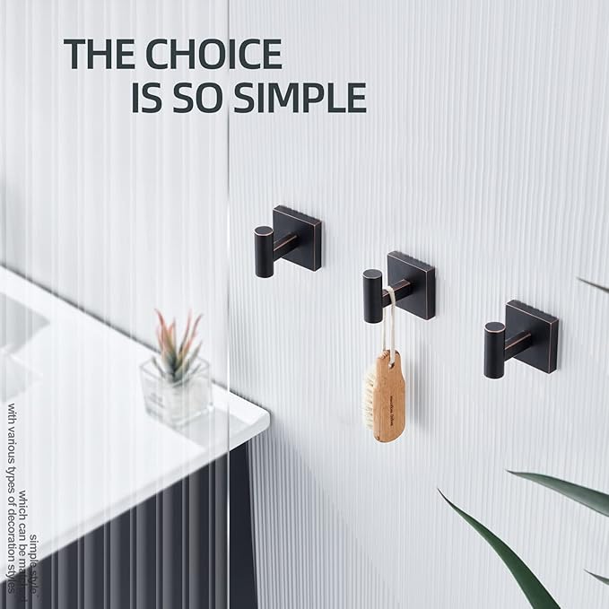 KOKOSIRI Robe Hooks Bathroom Towel Coat Hook for Bath Kitchen Hardware Wall Mounted, 3 Pack Oil Rubbed Bronze Stainless Steel B1013ORB-P3